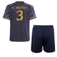 Echipament fotbal Real Madrid Eder Militao #3 Tricou Deplasare 2023-24 pentru copii maneca scurta (+ Pantaloni scurti)